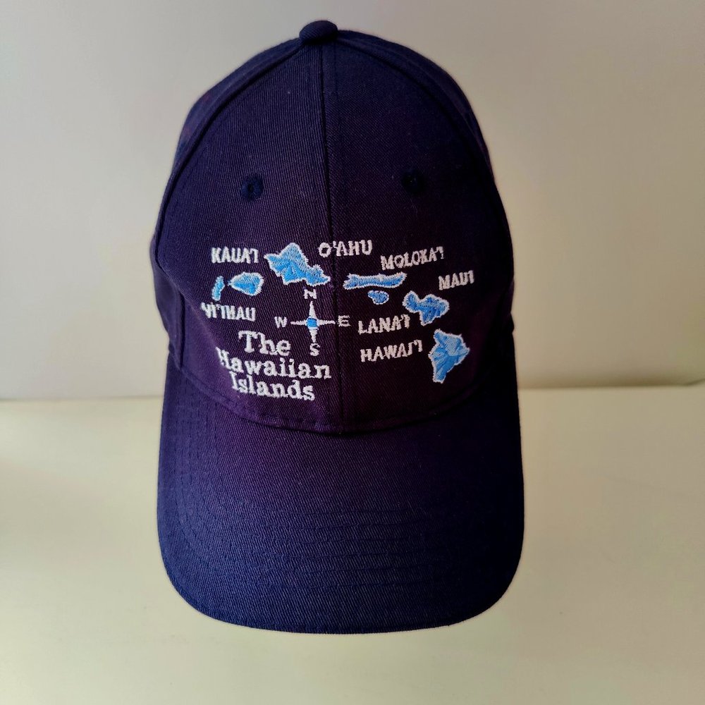 Hawaiian Island Hat Surfware Baseball Cap Adjustable Navy Blue